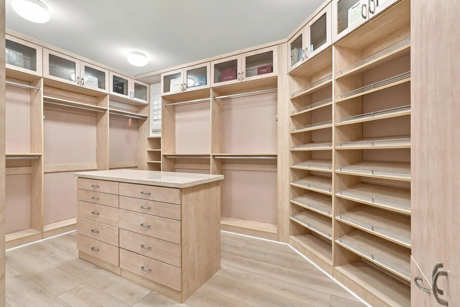 Walk-in closet with center island